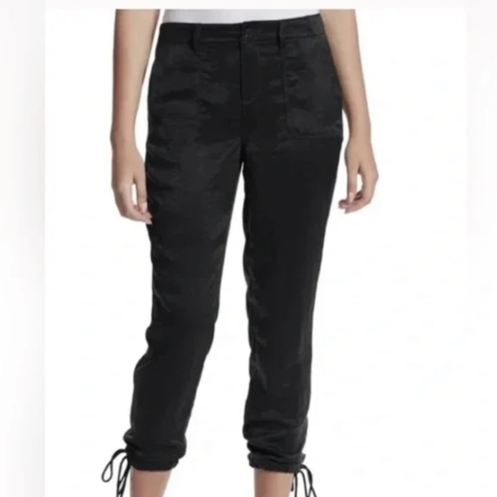 Black satin utility joggers! NWT!